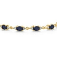 thumbnail image 3 of Gem Stone King 18K Yellow Gold Plated Silver Blue Sapphire and White Moissanite Tennis Bracelet for Women (7.57 Cttw, Gemstone Birthstone, Oval 6X4MM, 6.5 inch), 3 of 6