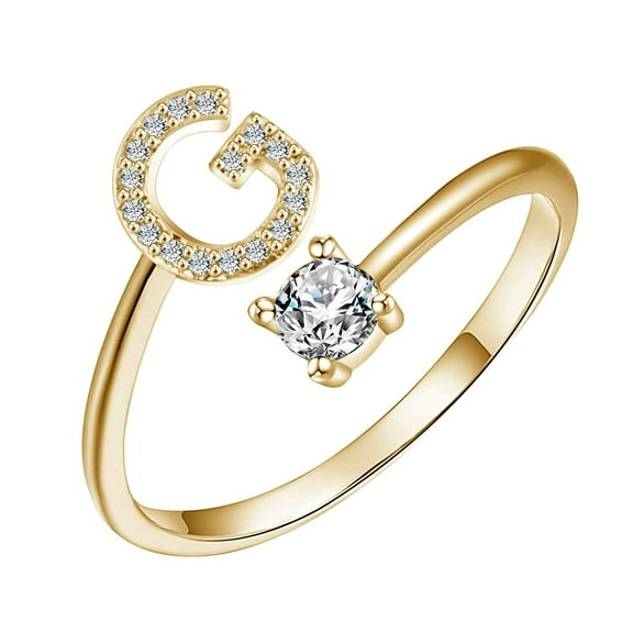 Vadktai Initial Rings, Initial Letter Ring for Women, Gold Stackable Alphabet Rings, Adjustable Pinky Ring, Cute Dainty Finger Rings, Valentine's Day Birthday Gifts for Her, Alphabet A-Z