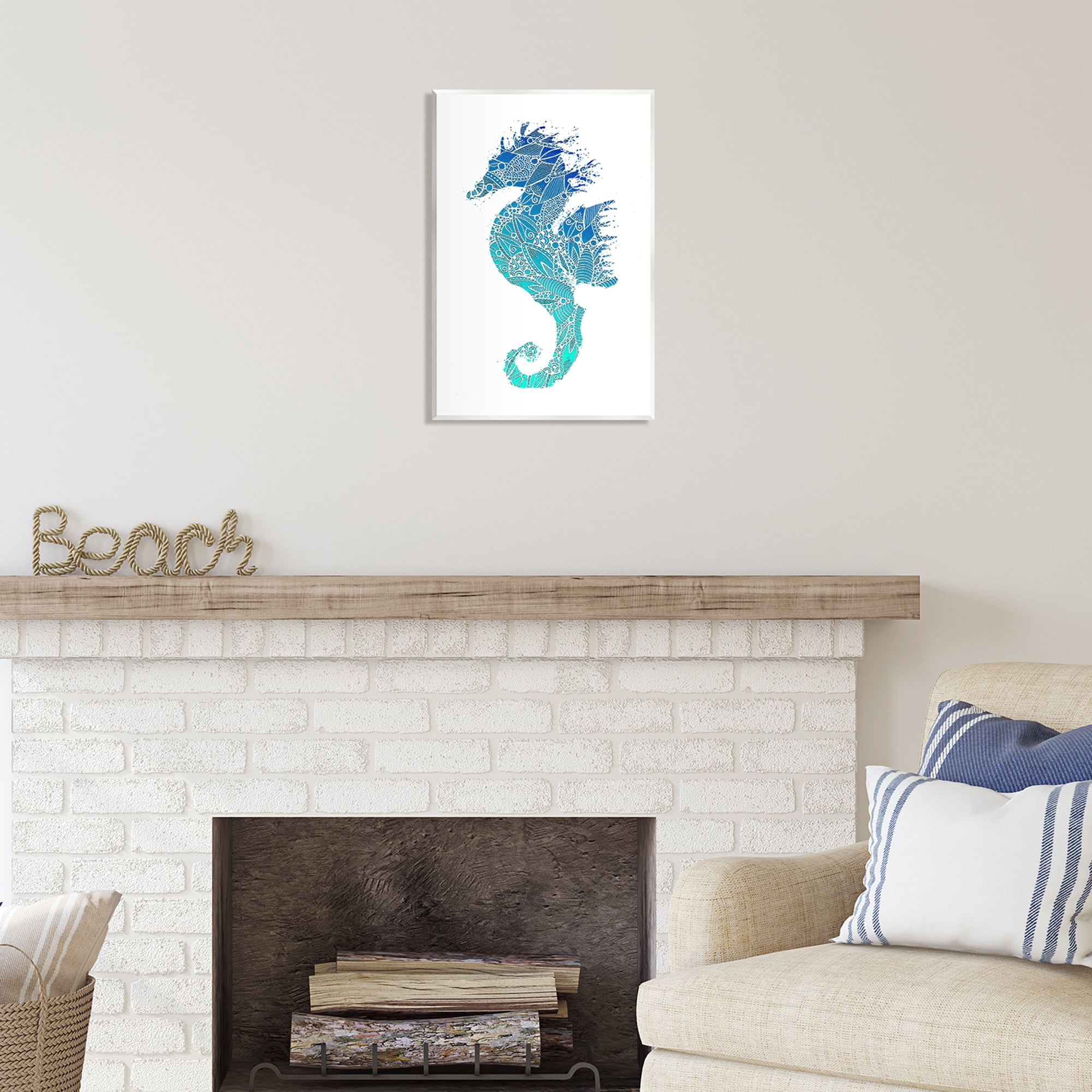 Stupell Industries Fractal Patterned Seahorse Animals & Insects Painting Unframed Art Print Wall Art, 13 x 19