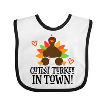 Inktastic Thanksgiving Cutest Turkey in Town Boys or Girls Baby Bib