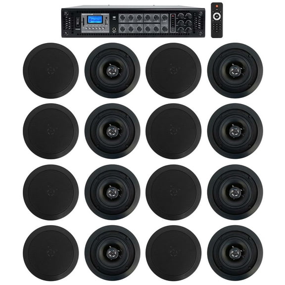 Rockville Commercial Amp 16) 5.25" 2-Way Black Ceiling Speakers 4 Hotel/Office