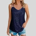 thumbnail image 2 of CFLVAEK Sequin Tank Tops for Women Loose Fit Spaghetti Strap Party Club Shirts Sparkly Glitter V Neck Cocktail Party Camisole 2025 Blue XXL, 2 of 10