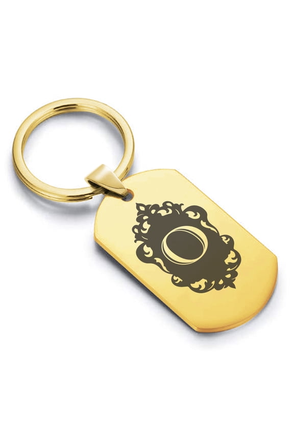 Stainless Steel Alphabet Letter O initial Dog Tag Keychain Circle Ring