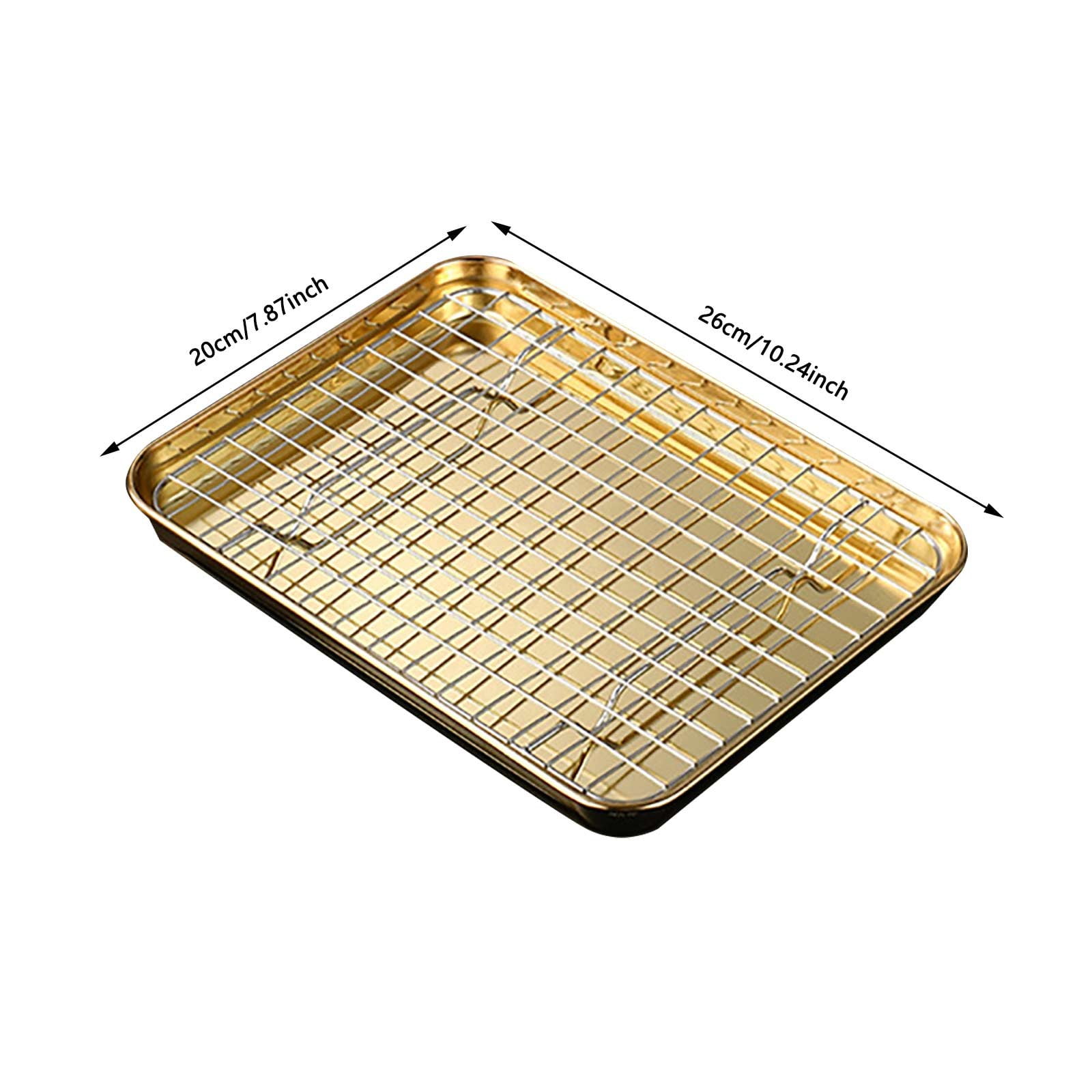 Oven Trays, Easeky 1 Set Stainless Stel Bakeware Rectangular Tray Food Storage Tray App Etizer Plates Flat Small Baking Sheets for Oven Oster Toaster Oven Replacement Trays Baking Trays for Oven Sl2