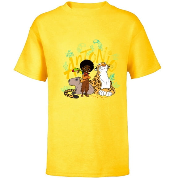Disney Encanto Antonio with Animal Friends - Short Sleeve T-Shirt for Kids - Customized-Yellow