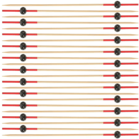 

Food Picks Cocktail Fruit Appetizer Drink Picks Sticks Disposable Wood Toothpicks Party Supplies (About 100pcs Black Round Beads)