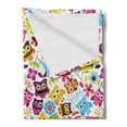 thumbnail image 2 of Cartoon Soft Flannel Fleece Throw Blanket, Owls Pattern with Cactus Plant Botanical Flowers Dandelion Leaf Doodle, Cozy Plush for Indoor and Outdoor Use, 60" x 80", White and Multicolor, by Ambesonne, 2 of 5