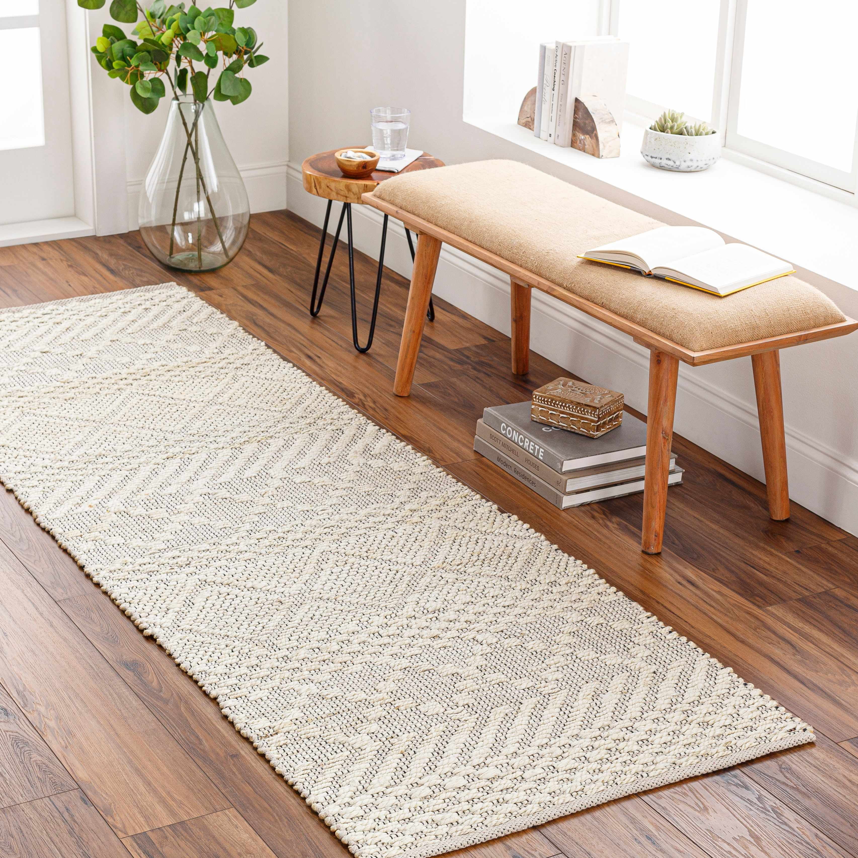 Hauteloom Sungurlu Jute Living Room, Bedroom Area Rug - Bohemian, Transitional - Cream, Black, Peach - 8'10" x 12'