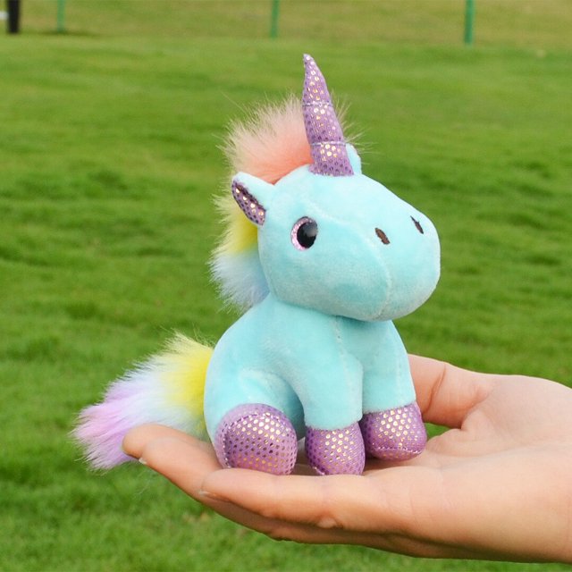 LLavero de muñeca de unicornio de peluche de dibujos animados Kawaii, Lindo bolso de colores dulces para damas, llavero de coche para hombres, bolsas de estudiantes, colgante de equipaje