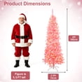 thumbnail image 3 of 6ft Pink Artificial Pencil Christmas Tree, Unlit Slim Xmas Tree with 660 PVC Tips & Foldable Metal Stand, Full Shape, Easy to Assemble for Home Office Party Holiday Display Decoration, 3 of 11
