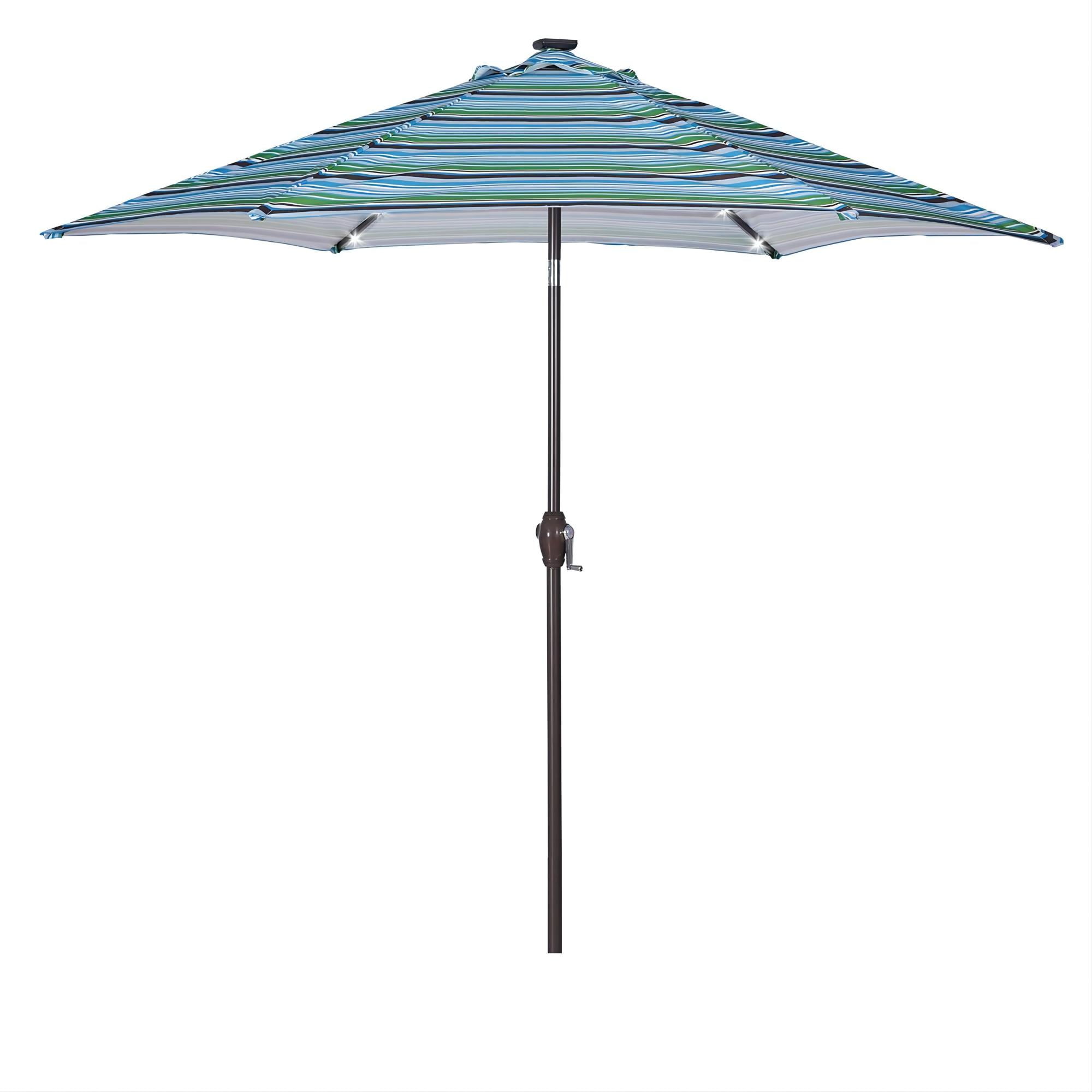 Unique Choice 9 Ft Outdoor Patio Umbrella with Solar Lights, Blue