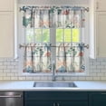 thumbnail image 3 of Kitchen Curtains 24 Inch Short - 3 Panel Set, Vintage Floral Butterfly Bee Botanical Print, Rod Pocket Window Curtain for Farmhouse, Modern Rustic, Spring Summer Decor, Easy Wash, 3 of 6