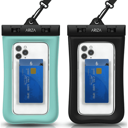 Ariza 2 Pack Universal Waterproof Pouch Case, IPX8 Waterproof Cellphone Dry Bag Underwater Case for iPhone 11 Pro Max Xs Max XR X 8 7 6S+ SE 2020, Galaxy S20 Ultra S10 S9 S8/Note10+ 9 with Landyard