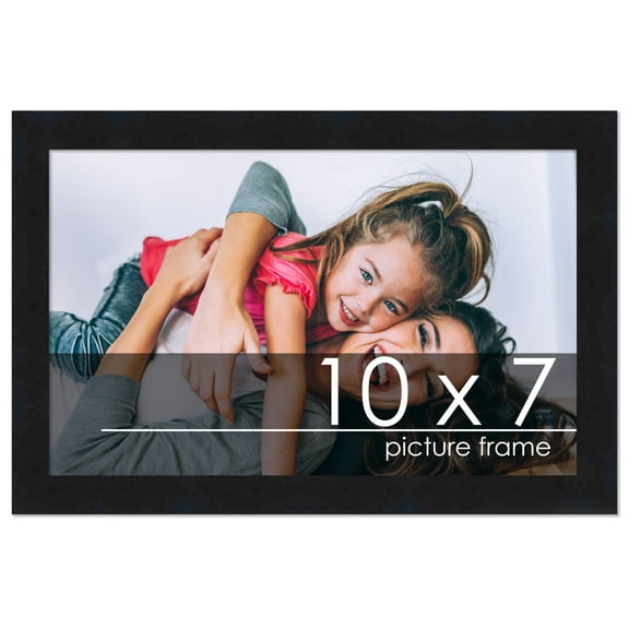 10x7 Black Wood Picture Frame - UV Acrylic, Foam Board Backing, Hanging Hardware