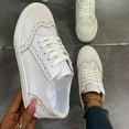 thumbnail image 7 of IUJSOY Womens Fashion Sneakers VIntage Wingtip Lace up Skate Shoes Classic White Walking Shoes, 7 of 7