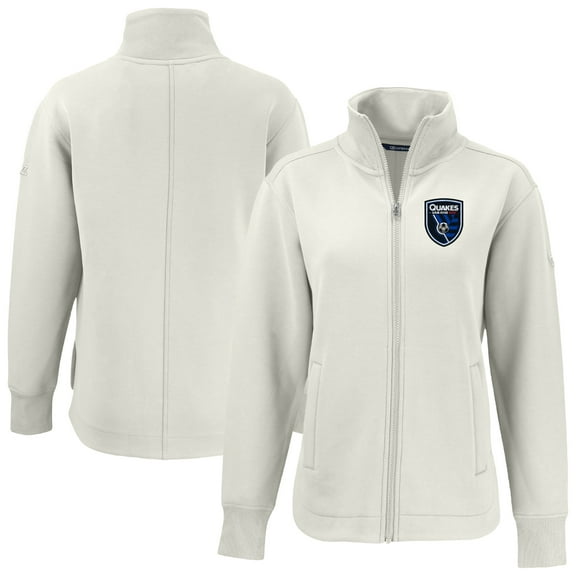 Women's-Cutter & Buck Tan San Jose Earthquakes Roam Eco Full-Zip Recycled Jacket