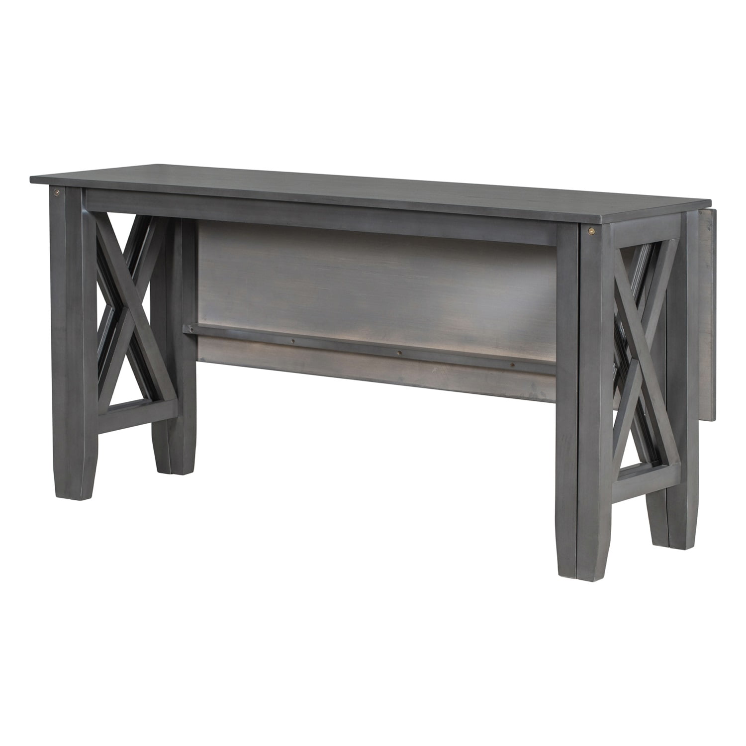 Kadyn Dining Table Set for 6, Living Room Table Set with Foldable Table and 4 Chairs with Bench, 6-piece Family Dining Room Set for Dining Room, Gray Kadyn Dining Table Set for 6, Living Room Table Set with Foldable Table and 4 Chairs with Bench, 6-piece Family Dining Room Set for Dining Room, Gray