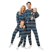 FOCUSNORM Christmas Family Matching Pajamas Set Long Sleeve Top Tee Pants Pjs Sets Holiday Xmas Jammies Kids Couples Sleepwear