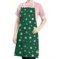 thumbnail image 5 of Green Christmas Snowflake Apron-Garden Aprons for Women with Pockets-Cotton Linen Waterproof Kitchen Cooking Gardening Aprons Adjustable for Kitchen,Cooking,BBQ and Salon 32"x27", 5 of 7