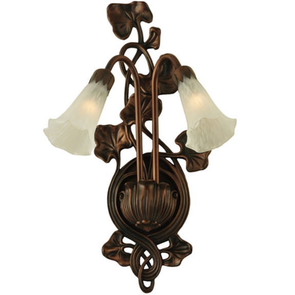 Meyda 11"w White Pond Lily 2 Lt Wall Sconce - 11239