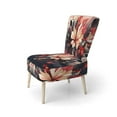 thumbnail image 3 of Designart "Beige Red Harmony In Chaos Balanced Disarray" Beige Floral Upholstered Accent Chair - Traditional Arm Chair For Bedroom, 3 of 5