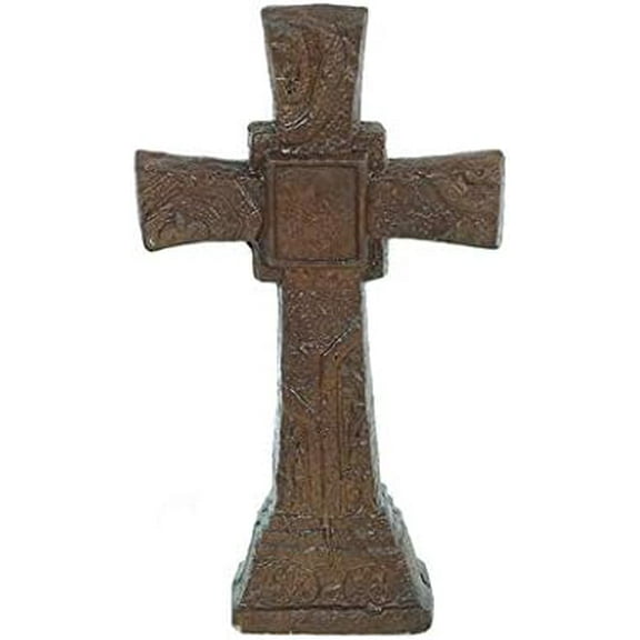 Solid Rock Stoneworks Concrete Ancient Cross - 22" Tall x 9" w x 4" d - Java Stain Finish