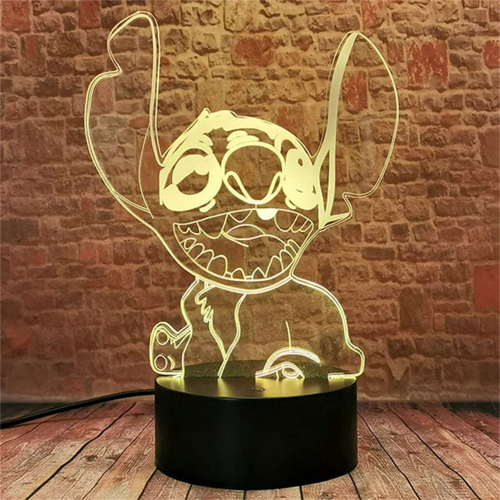 Stitch Night Light,Cute 3D LED Optical Lamp,Cartoon Anime Character Acrylic Visual Night Light With Remote 7 Colors