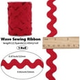 thumbnail image 2 of Cinta de zigzag de 12.5 yardas para coser, cinta de zigzag de 1/2 pulgada, cinta de poliéster, cinta ondulada roja oscura, flecos en zigzag, cinta tejida en forma de S con carrete, 2 of 9