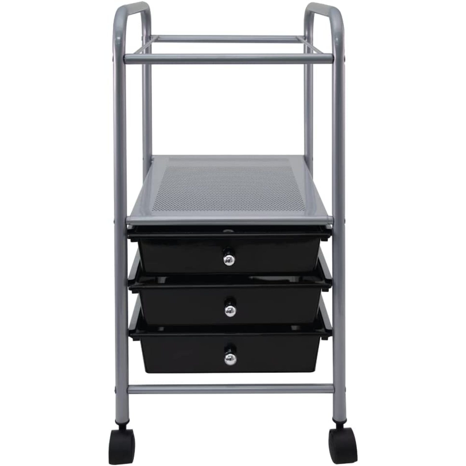 Vertiflex Rolling File Cart Organizer With Three Drawers, Black