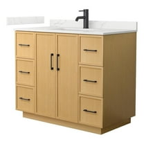 Elan TK 42" Light Oak Single Vanity Giotto Quartz Top (1-Hole) & Black Trim