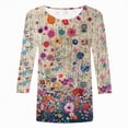 thumbnail image 4 of Towmus Womens Summer Tops 3/4 Sleeves T-Shirts Round Neck Cute Tunic Tops Basic Tees Blouses Loose Fit Pullover Shirt Dressy Tops for Women, 4 of 4