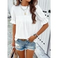 thumbnail image 3 of MORTTIC Women's Eyelet Babydoll Blouse Summer Ruffle Short Sleeve Crewneck Casual Top, M, 3 of 6