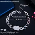thumbnail image 5 of Adjustable 585 Rose Gold Red CZ Cuban Link Chain Square Bracelet Women Jewelry, 5 of 9