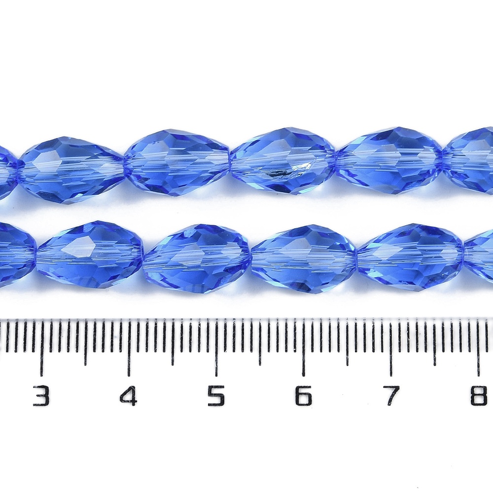 Transparent Glass Beads Strands Faceted Teardrop Royal Blue 8x6mm Hole: 1.2mm about 65~67pcs/strand 20.08 inch(51cm)