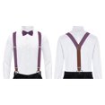 thumbnail image 4 of Jacob Alexander Men's Polka Dot Y-Back Suspenders Braces Convertible Leather Ends and Clips - Eggplant Purple, 4 of 5
