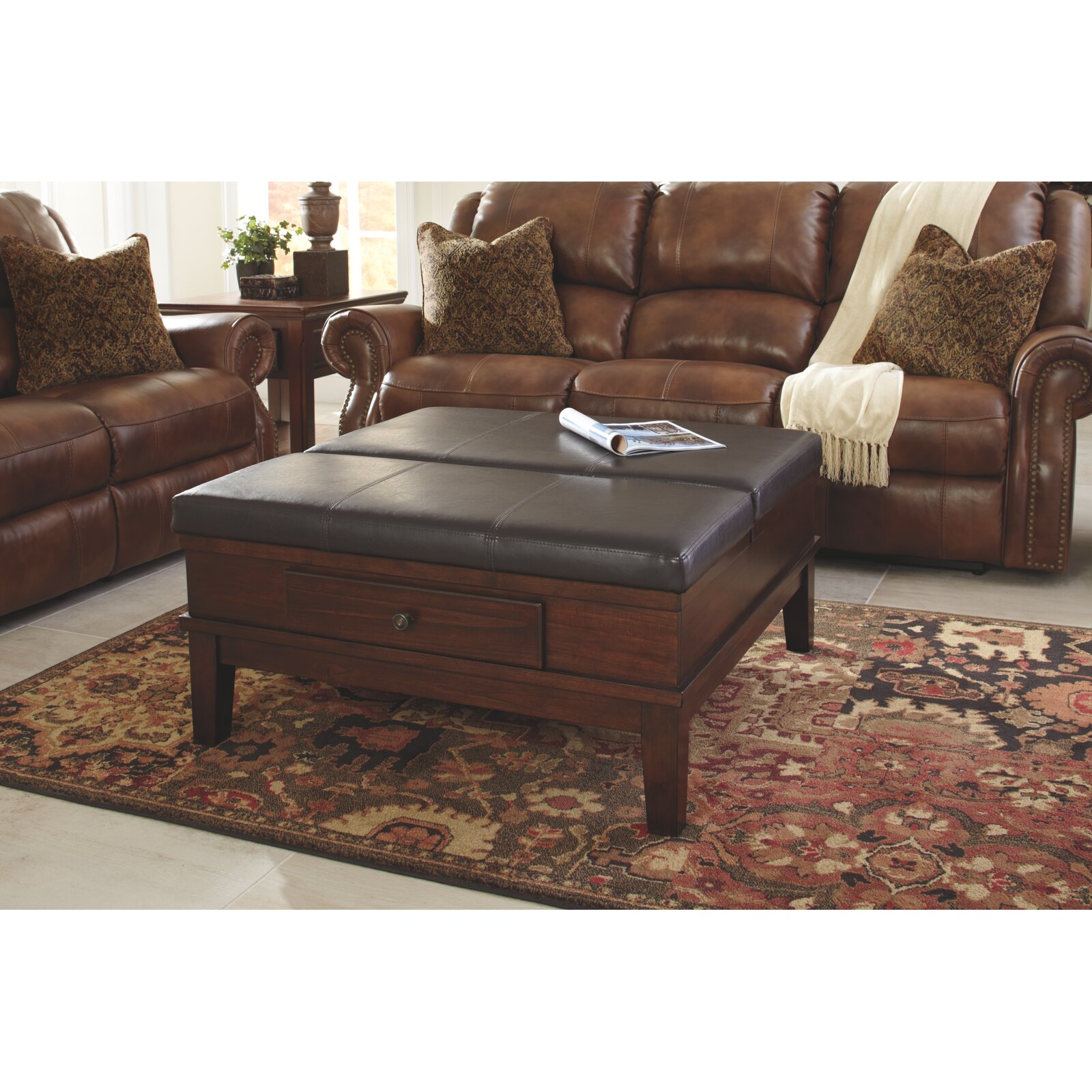 Gately Lift Top Coffee Table, Base Color Medium brown, Supplier
