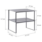 Metal Kitchen Cabinet and Counter Shelf Organizer, Expandable & Stackable, Silver, 2-Pack by Oumilen