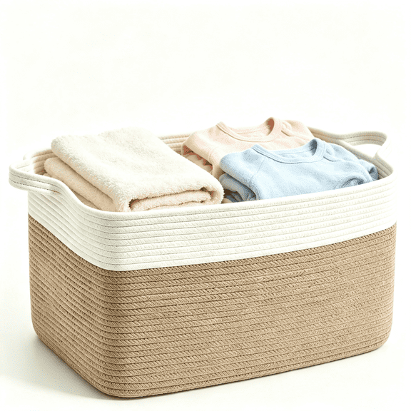 Naeqieo 75L Woven Rope Storage Basket for Shelves, 22" × 17" × 12" Stylish Gift Basket for Home Organization, Fits Dog Toys, Laundry Basket, Books & Nursery Essentials Storage