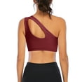 thumbnail image 5 of Women's One Shoulder Cut Out Tank Top Workout Padded Sports Bra Post-Surgery Bra Sexy Medium Support Fitness Running Bras, 5 of 6