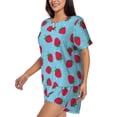 thumbnail image 2 of Naloa Strawberries Women's Short-Sleeved Pajama Set, Loungewear, Summer pajamas, Breathable Cozy - 4X-Large, 2 of 9