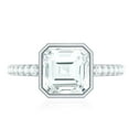 thumbnail image 4 of Rosec Jewels Bezel Set Solitaire Moissanite Ring with Surfaced Prong Side Stones, 14K White Gold, US 11.50, 4 of 8