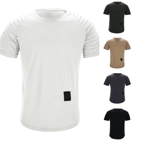 Men's Muscle T Shirt Pleated Raglan Sleeve Bodybuilding Gym Tee Short Sleeve Fashion Workout Shirts Shirt Mens Workout Shirts Heavy T Shirt Men Tees T Shirts Men Graphic Stretchy Shirts