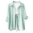 thumbnail image 3 of Lixiuxyad Button Down Shirts for Women Women's Casual Long Sleeve Shirt With Side Slits And Pocket Versatile Basic Top For Spring Summer Fall Everyday Wear Beach Date Outfit,Green, 3 of 7