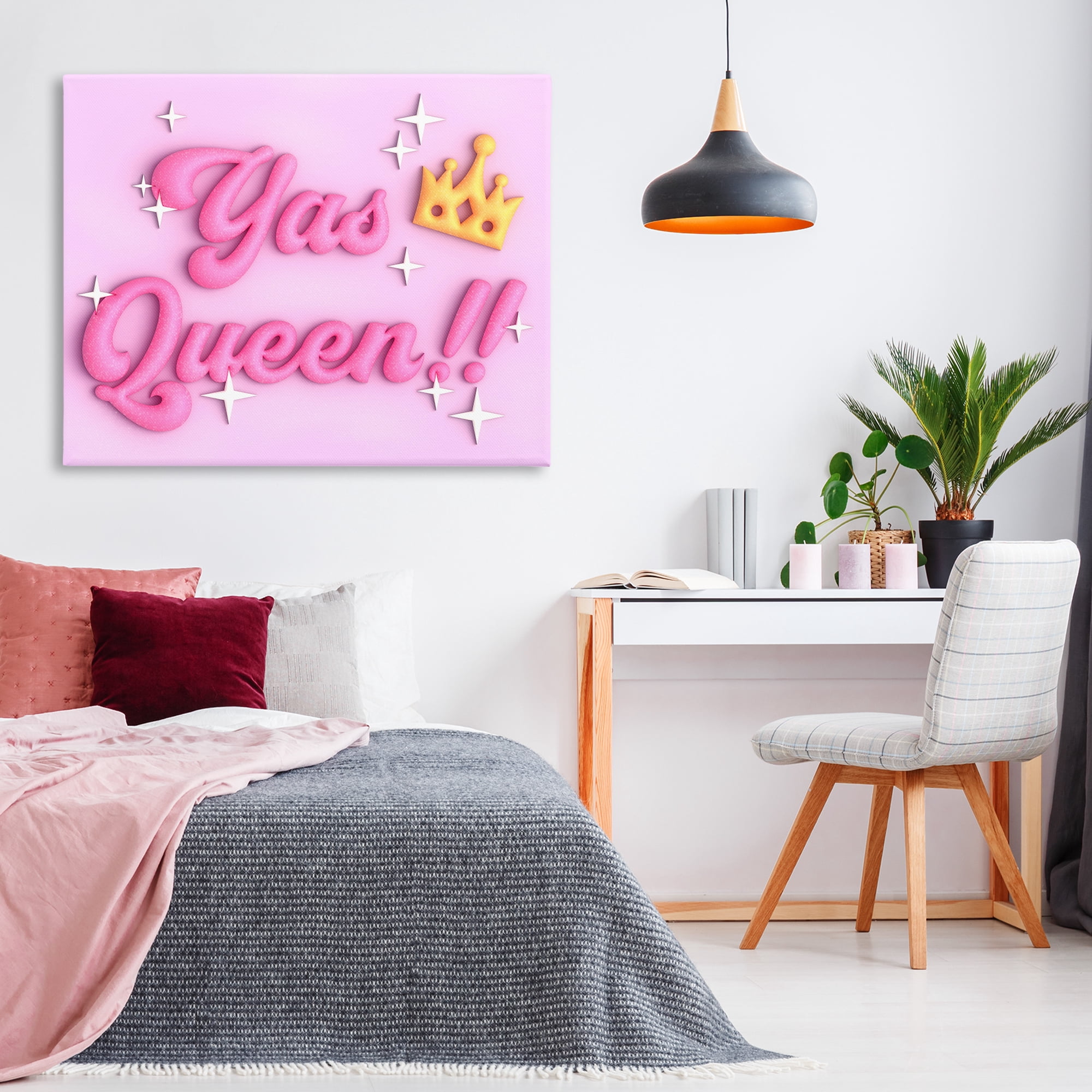 Stupell Industries Retro Yas Queen Entertainment Painting Wrapped Canvas Art Print Wall Art, 48 x 36