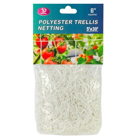 Durable and Versatile Polyester Trellis Netting for Climbing Plants, Flower, Fruits and Vegetables ( 6"x6" Mesh, 5'x30' Size)