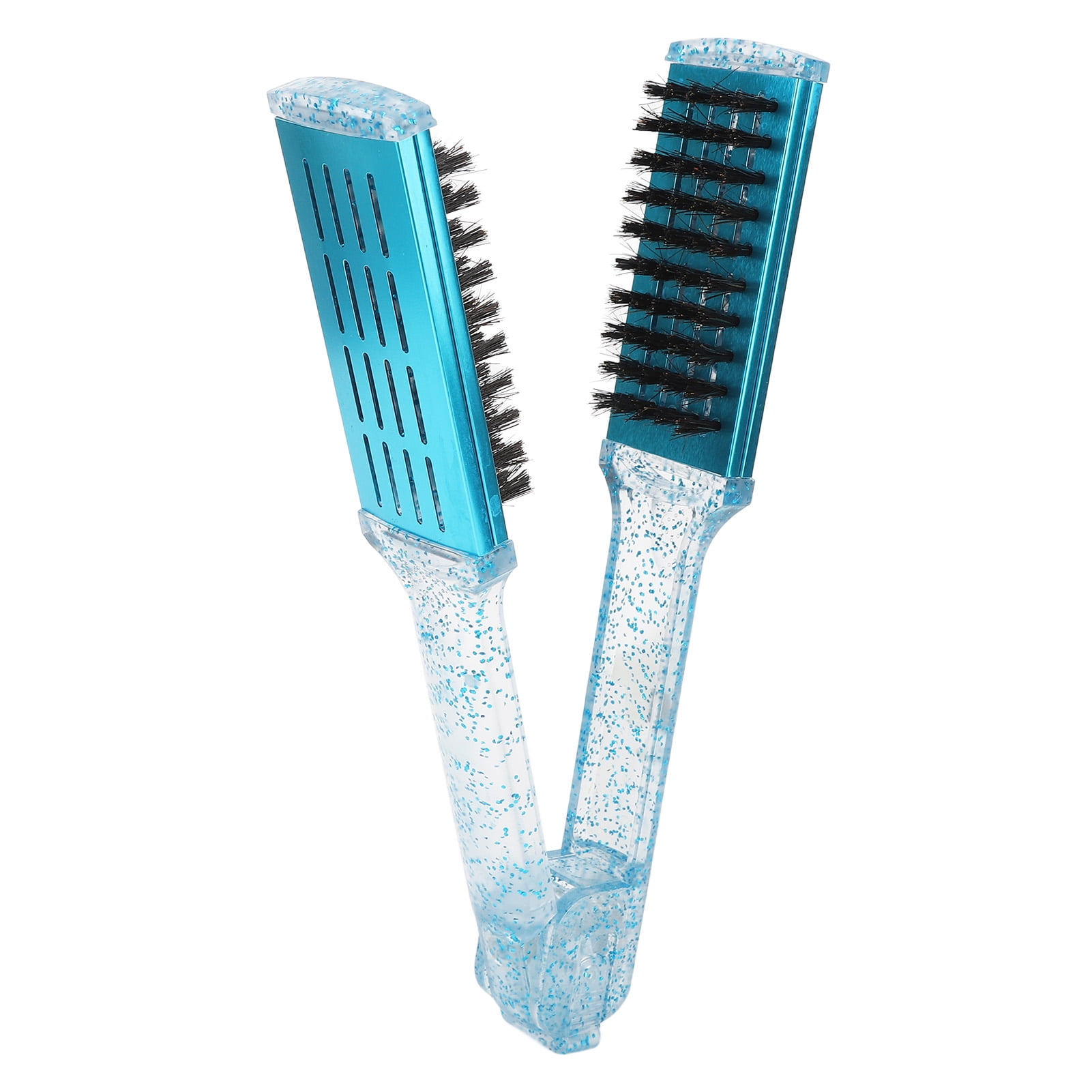 Double Sided Hair Brush, Blue Straightening Clamp Brush Hollow For Home For Hairdresser