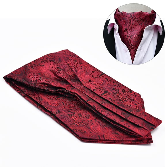 Coofit Men's Ascot Fashion Floral Jacquard Classic Cravat Tie Ascot Tie for Business