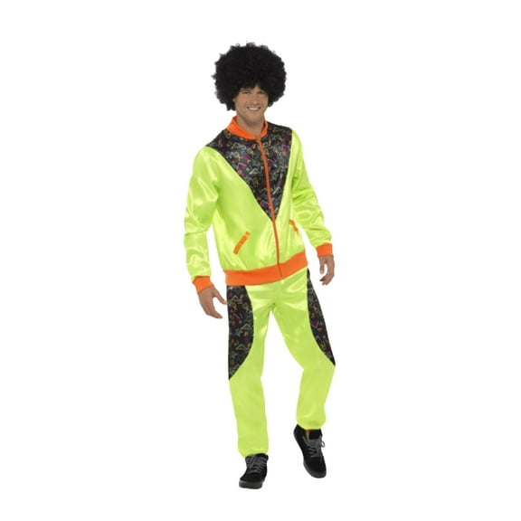 Retro Shell Suit Costume Mens Adult Neon Green 1980s Large Male Fancy Dress Party Book Week Halloween