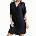 thumbnail image 1 of Kcodviy Plus Robe Chemise à Col Rabattu Femmes Robes Formelles Robes Amples en Duvet Femmes Uni après 5 Robes Taille Grande Taille Robe, 1 of 8