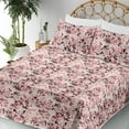 thumbnail image 3 of Ambesonne Garden Scene Fitted & Flat Sheet with Sham 3 Pcs Set, Simple Dreamy Floral, Twin, Pale Pink Dark Coral, 3 of 5